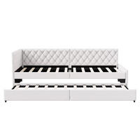 SCHLAFSOFA 90x200 cm ausklappbar, 2-in-1, Samt, Beige - Beige, Holz (90/200cm)