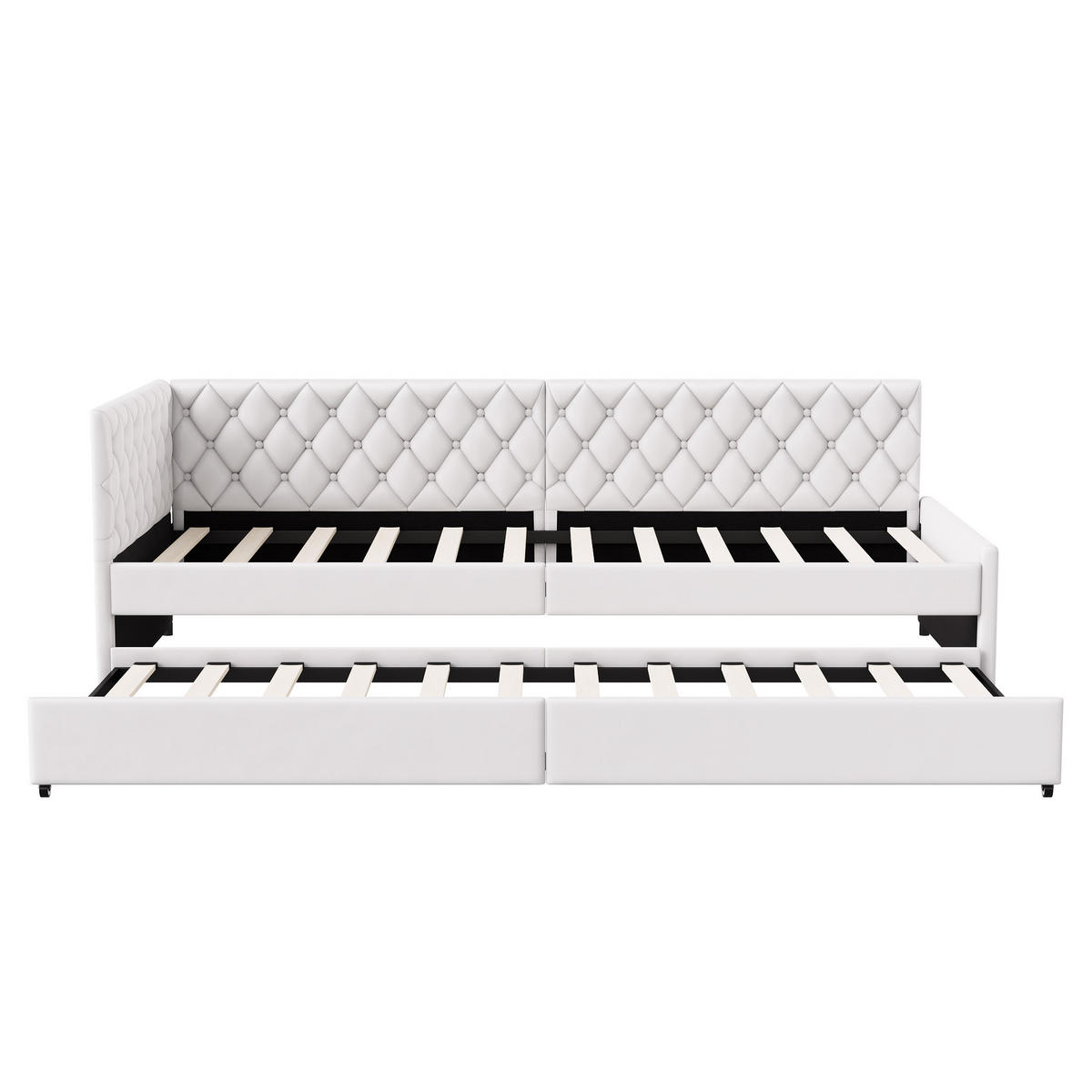 SCHLAFSOFA 90x200 cm, Ausziehbares Polsterbett, multifunktional, Beige - Beige, Holz (96.5/70/205cm)