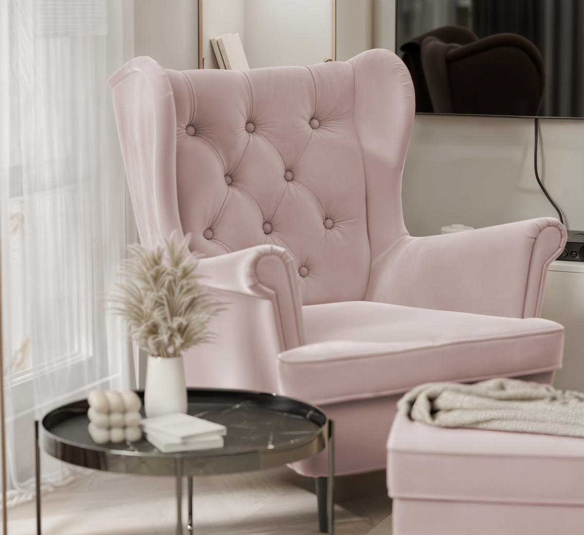 OHRENSESSEL SCANDI - Rosa, Holz (75/103/60cm) - Idohome