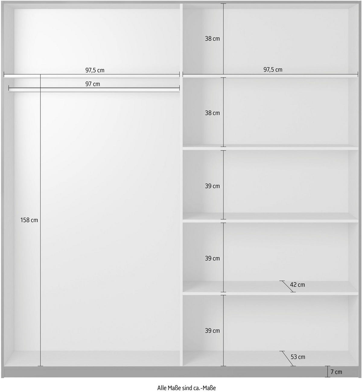 SCHWEBETÜRENSCHRANK Beta Schwarz 200 / 61 / 210cm - Schwarz, Holz/Holzwerkstoff (200/210/61cm) - Feldmann-Wohnen