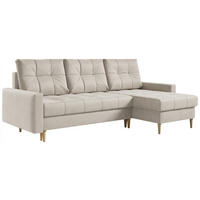 ECKSOFA Astra Beige Velvet - Beige/Braun, Holz/Textil (220/140cm) - MKS