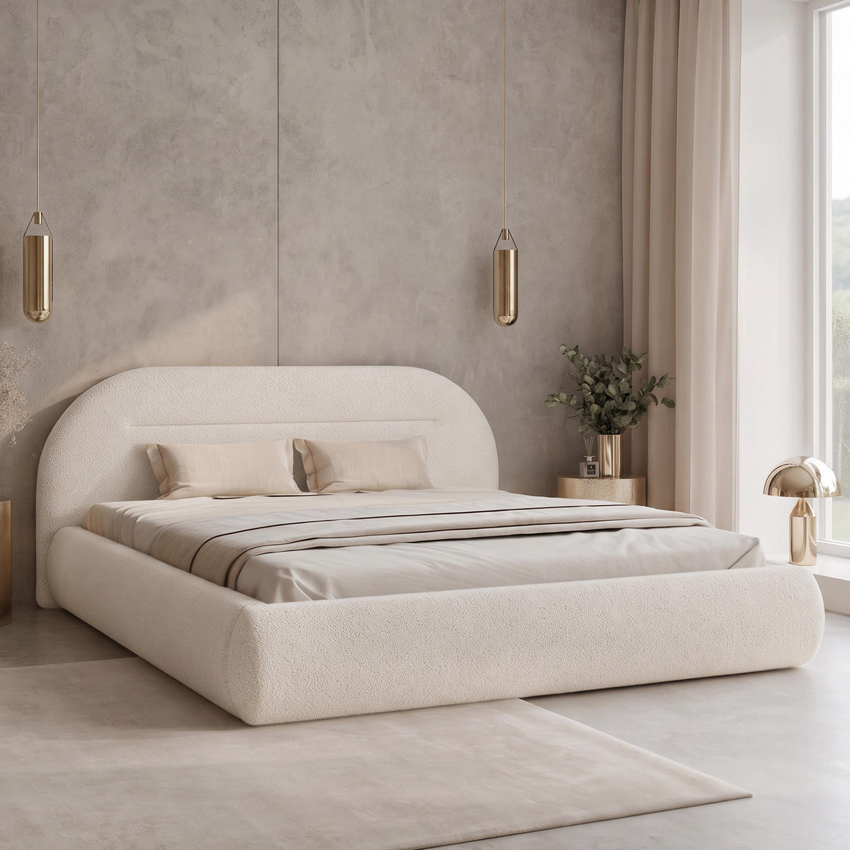 POLSTERBETT AMORIS 200x200 cm, Creme - Creme, Textil (200/200cm) - Fedve