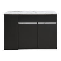 KÜCHENINSEL - 4 Personen - Holz, Platte - Schwarz, Weiß - - Schwarz/Weiß, Holz (130/90/65cm) - Vente-Unique