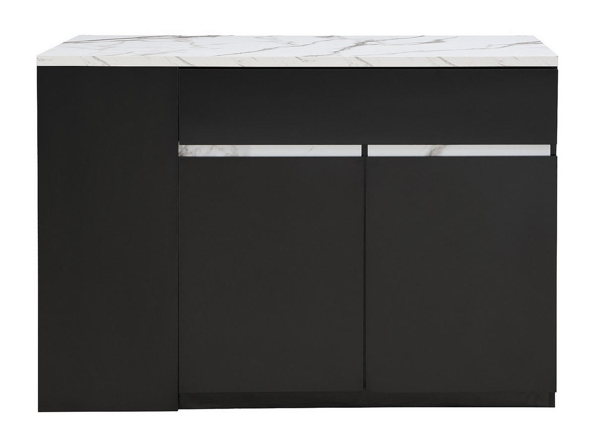 KÜCHENINSEL mit Stauraum - Marmoroptik Weiß & Schwarz - MEILI - Schwarz, Holz (65/90/130cm) - Vente-Unique