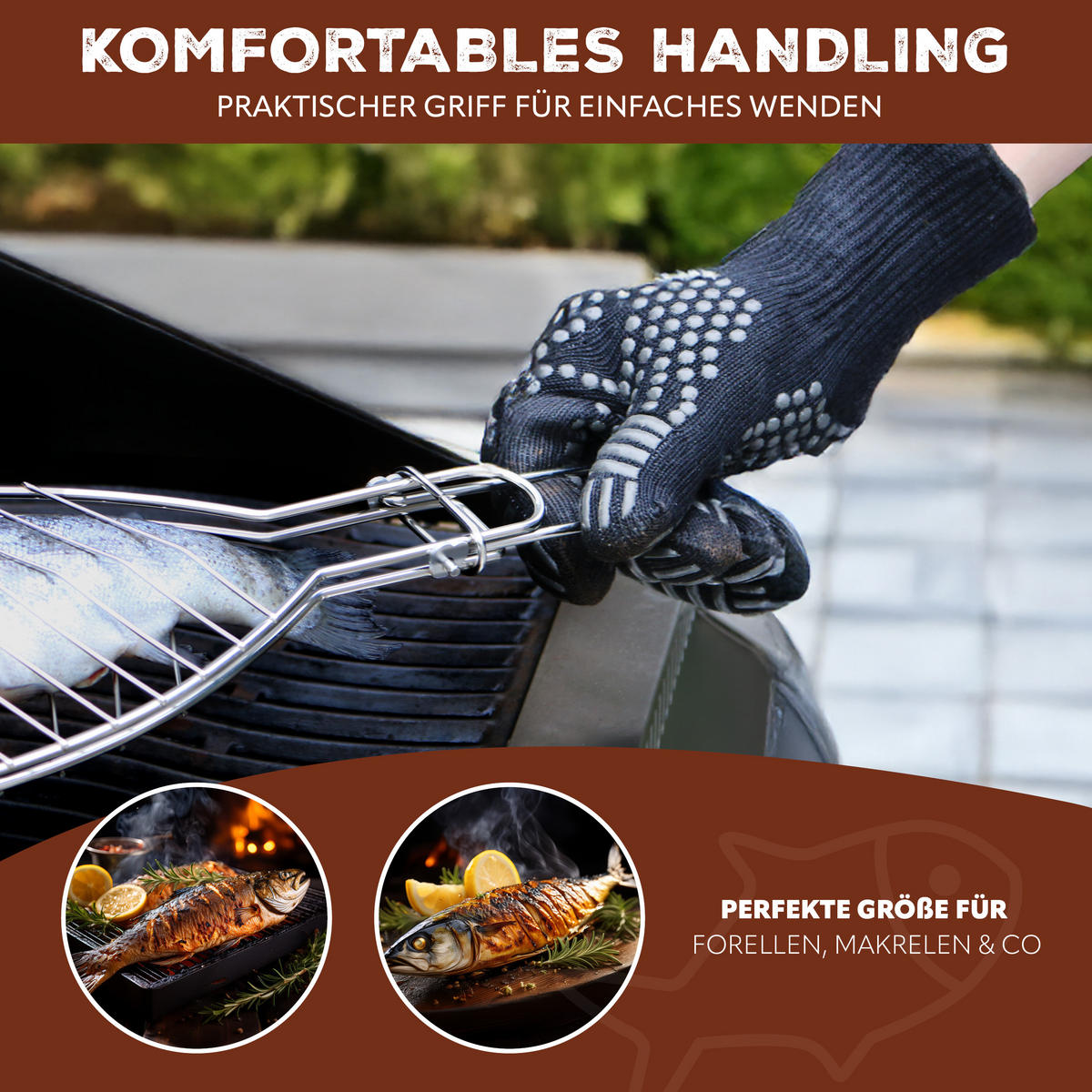 FISCHGRILLER 2er-Set, silber - Edelstahlfarben, Metall (12.8/12.8/56.7cm) - bremermann