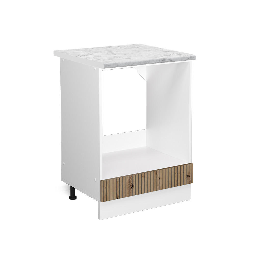 HERDUMBAUSCHRANK R-Line Artisan-Eiche 60 cm, AP Marmor - Weiß/Eiche Artisan, Holzwerkstoff (60/81.6/60cm) - Vicco
