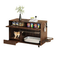SIDEBOARD Nussbaumfarben aus MDF 100×45,5×67cm als Katzenkloschrank mit Sandablassschale und Futterschalen - Nussbaumfarben, Holzwerkstoff (45.5/67/100cm) - Luhomfu