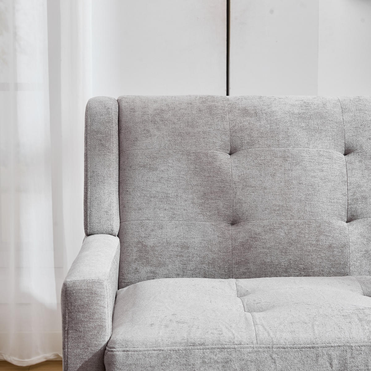 2-SITZER SOFA Leinen Hellgrau - Hellgrau, Holz/Holzwerkstoff (119/88/75cm) - WISHDOR