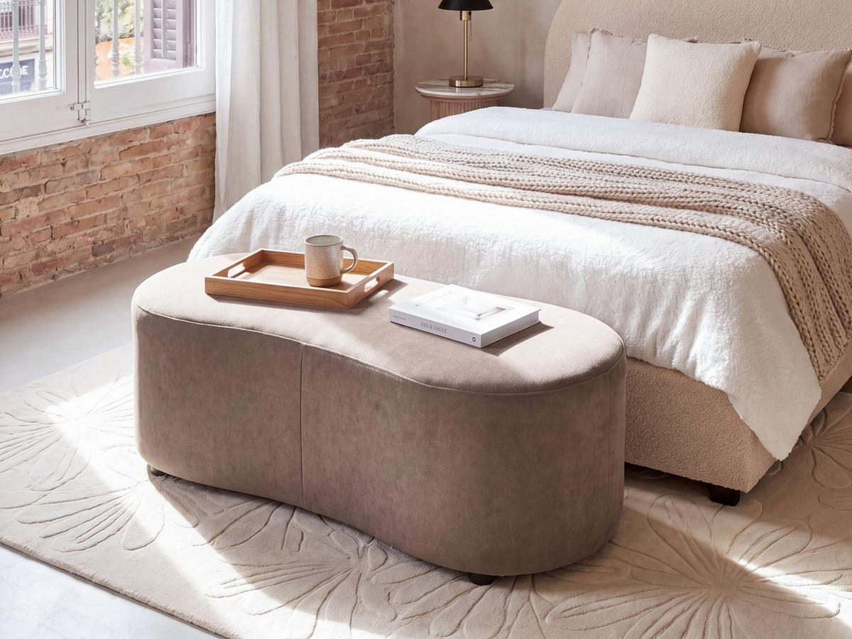 OTTOMANE Stoff Taupe Amal - Taupe, Textil (120/41/54cm) - Beliani