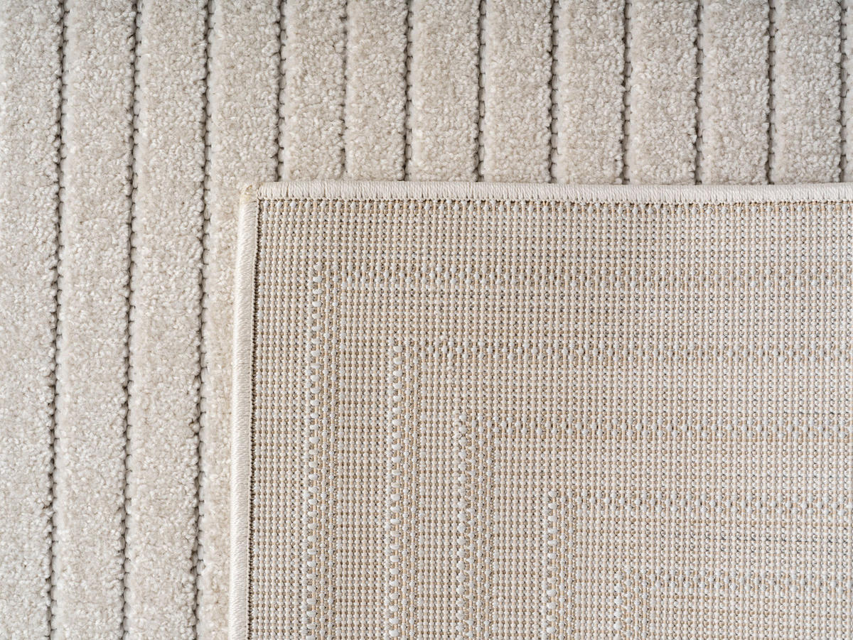 TEPPICH In-/Outdoor Kurzflor Skandinavisch Muster Polypropylen Terrasse Creme Läufer 80x250 - Creme, Textil (80/250cm) - KADIMA DESIGN