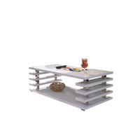 COUCHTISCH rechteckig Weiß Hochglanz Ablage 120/40/60 cm - Weiß Hochglanz, Holzwerkstoff (60/120/40cm) - designimpex