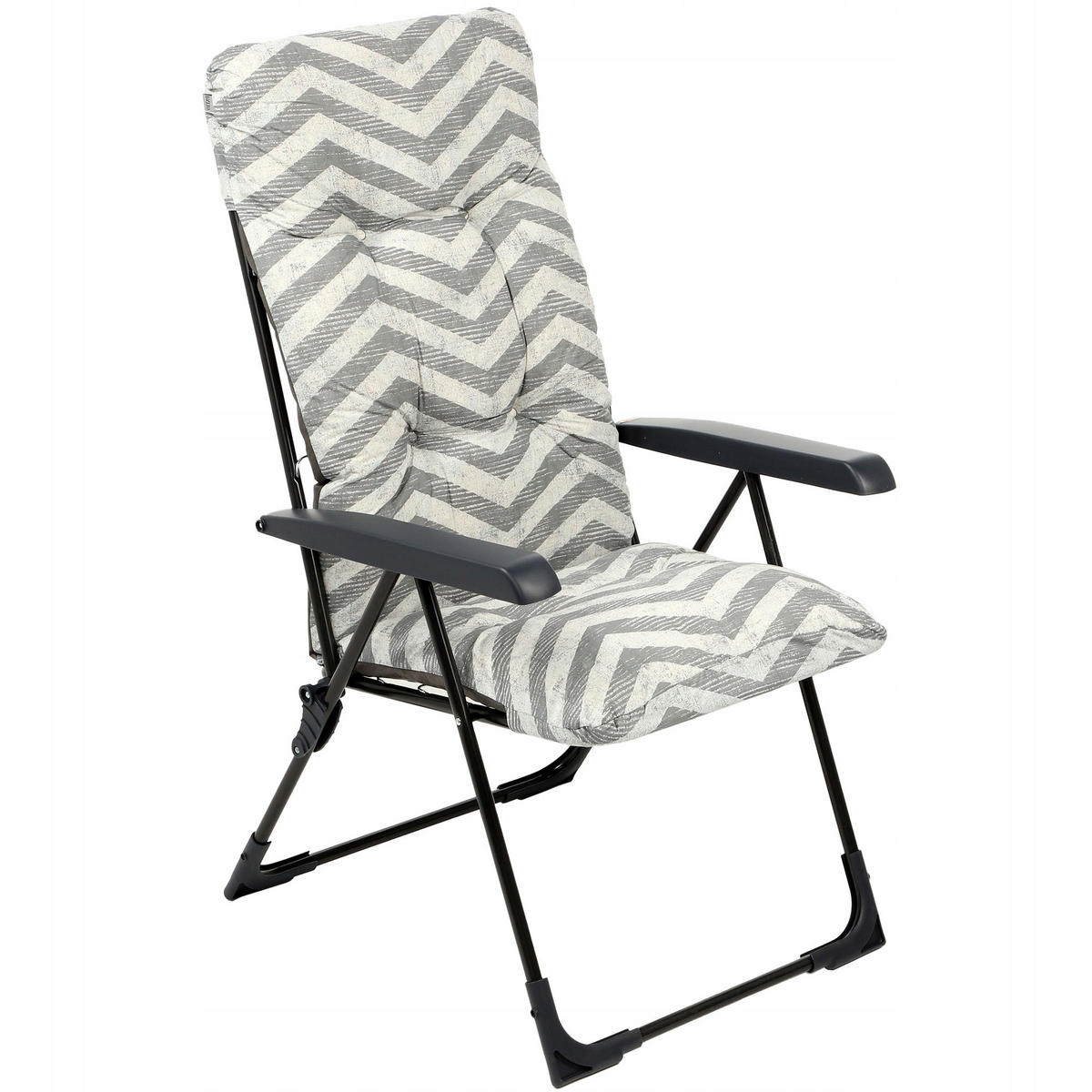 GARTENLIEGESTUHL 119 x 58 cm Zigzag“ - Weiß/Grau, Metall (58/119cm) - KADAX