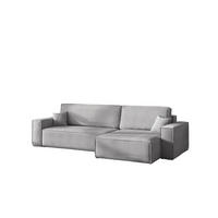 ECKSOFA Mit Schlaffunktion Und Bettkasten, Eckcouch BEST XL Stoff Poso Dicker Cord Grau Rechts - Schwarz/Grau, Holz/Kunststoff (274/142cm) - Kaiser Möbel
