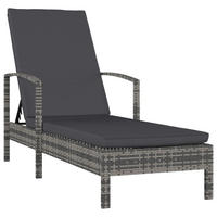 SONNENLIEGE mit Armlehnen Poly Rattan Grau - Grau, Holz (68/95/195cm) - furnicato