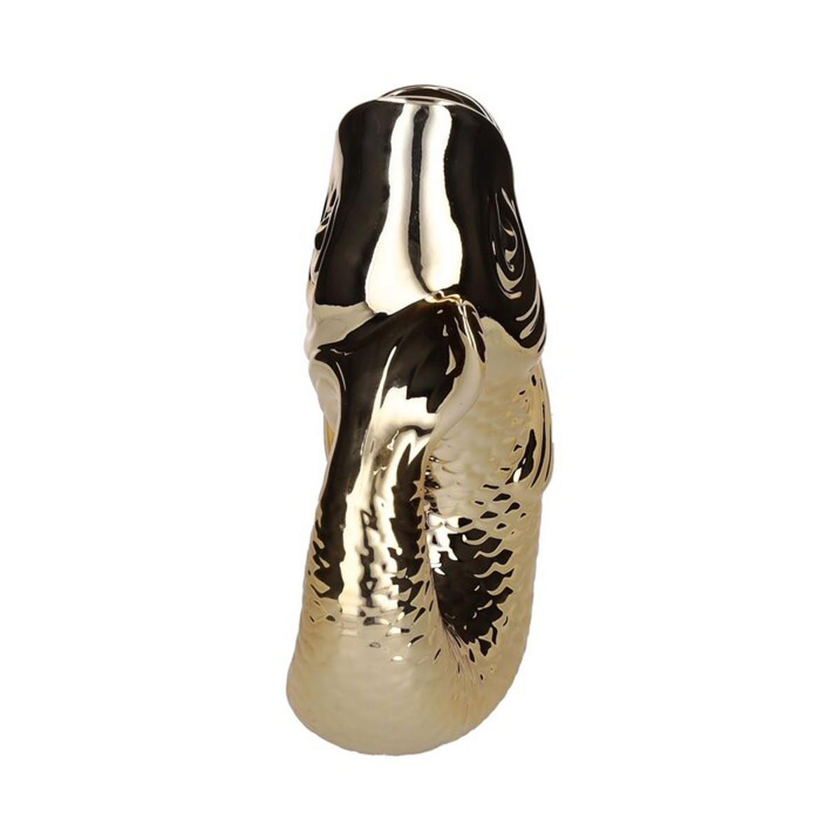 VASE Monsieur Carafon L, Fisch-Form, Steingut, Gold, 31 cm - Goldfarben, Keramik (31cm) - Gift Company