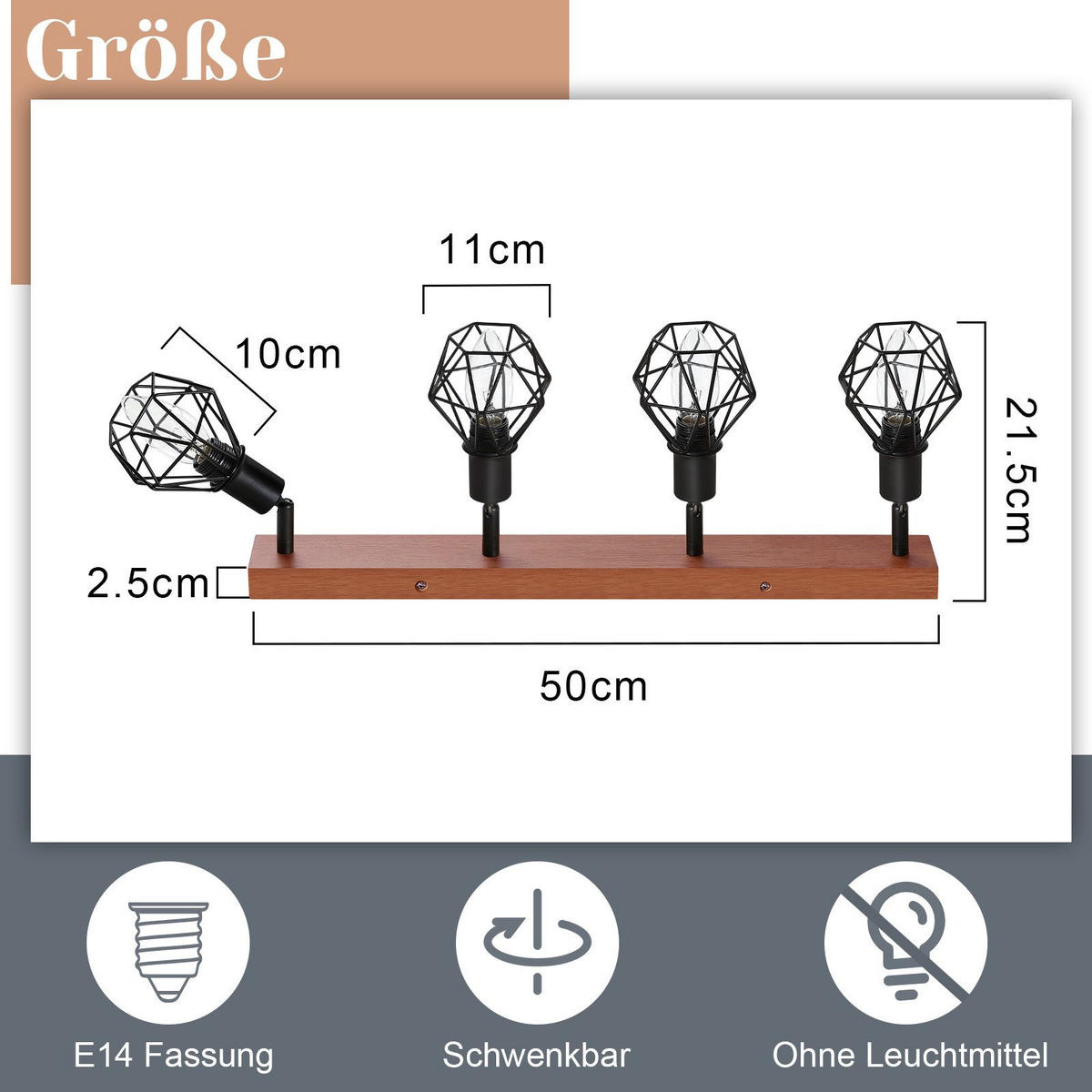 STRAHLER Flynt 11/21.5/50 cm - Schwarz, Metall (11/21.5/50cm) - Nettlife