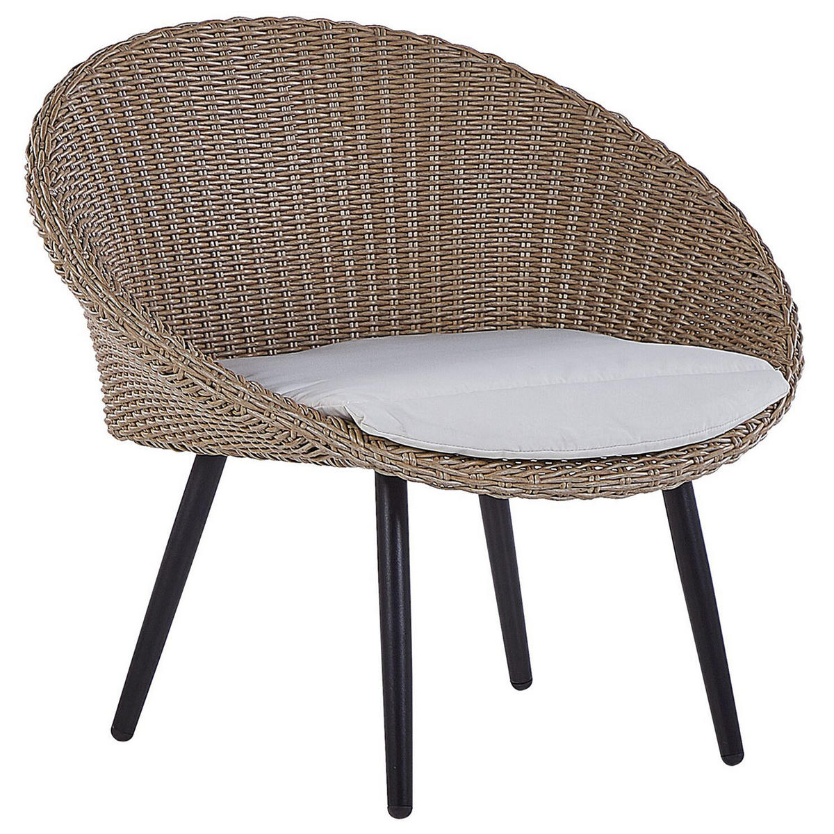 BALKONSET 2-Sitzer Rattan natürlich Auflagen hellbeige Ortigia - Beige/Schwarz, Kunststoff - Beliani