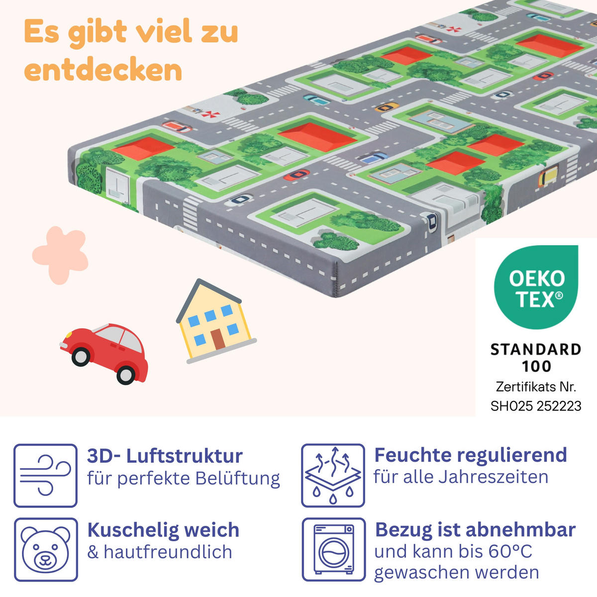 KINDERREISEBETT Matratze 60x120 cm - Blau, Textil - Arensberger