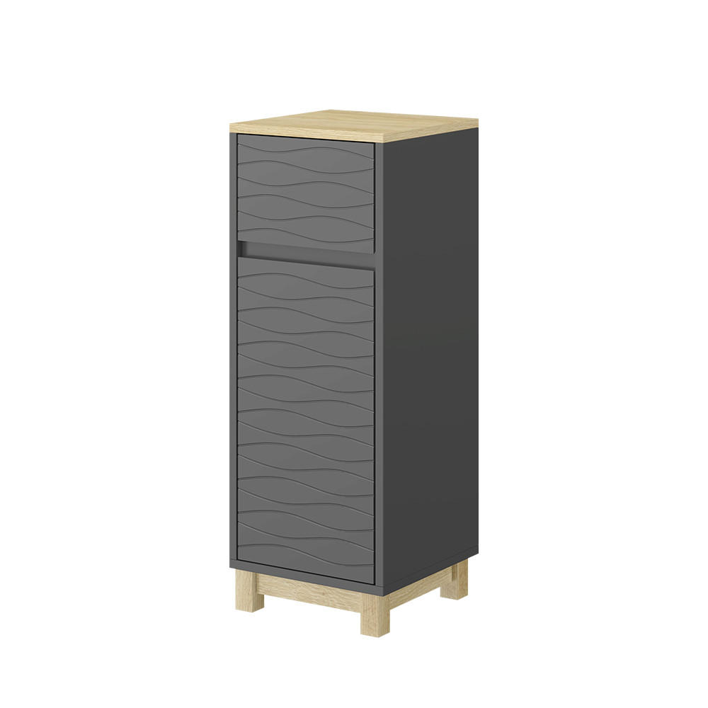 MIDISCHRANK Livia Anthrazit 30 x 80 cm mit Schublade - Anthrazit/Naturfarben, Holzwerkstoff (30/80/30cm) - Vicco