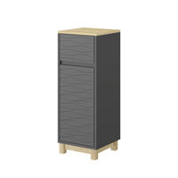 MIDISCHRANK Livia Anthrazit 30 x 80 cm mit Schublade - Anthrazit/Naturfarben, Holzwerkstoff (30/80/30cm) - Vicco