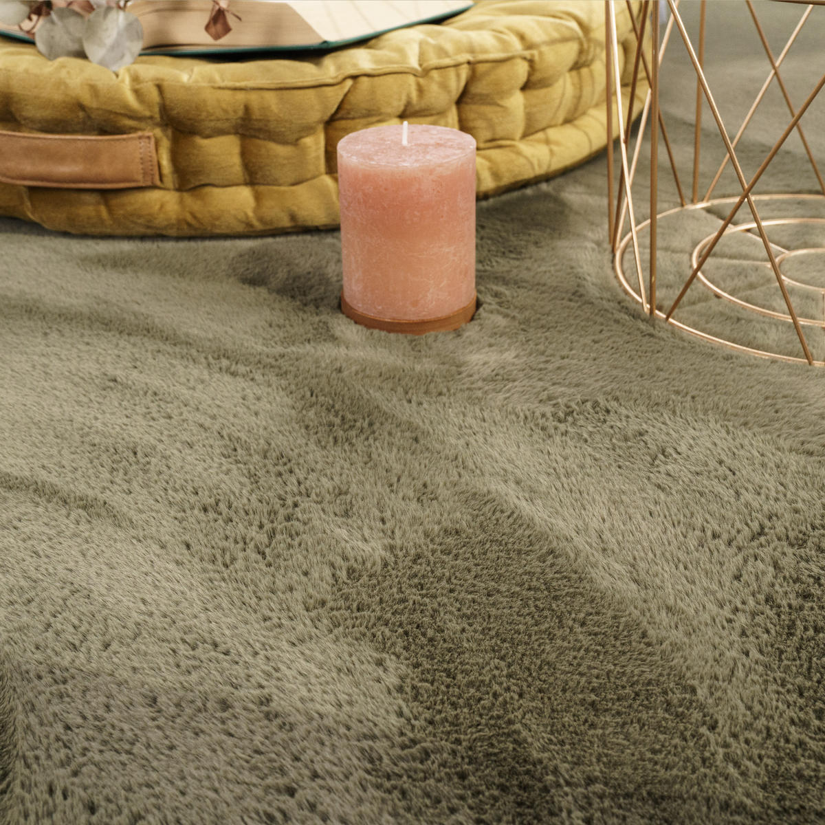 HOCHFLORTEPPICH 60/90 cm Soft 380 - Grün, Textil (60/90cm) - Paco Home