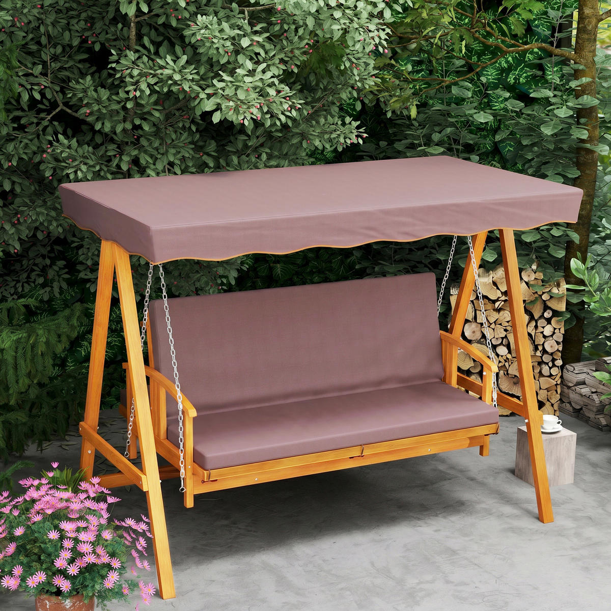 HOLLYWOODSCHAUKEL Braun 236.0/130.0/181.0cm - Braun, Holz (130/181/236cm)