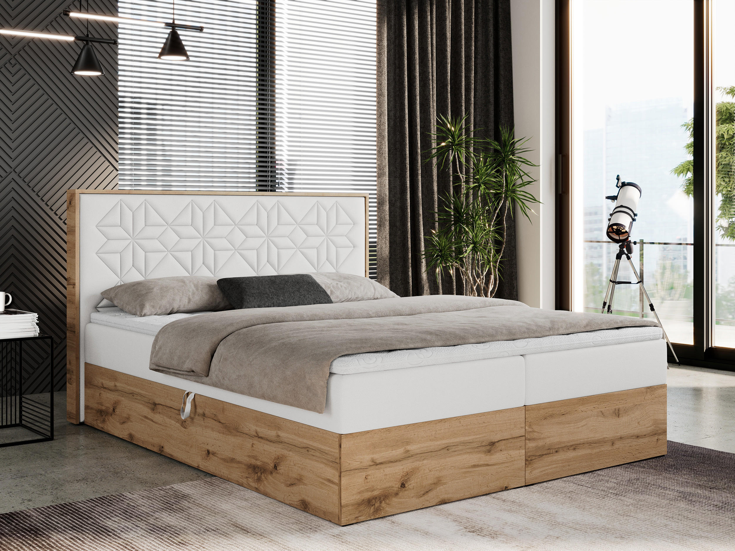 BOXBETT NESSI - 120/200 Weiß Kunstleder - H3 - Weiß, Holz/Textil (120/200cm) - MKS