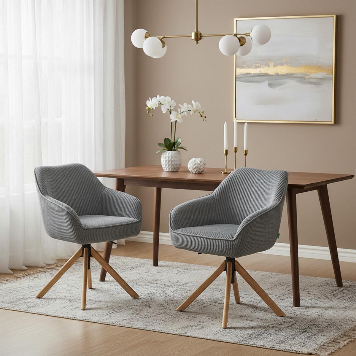 BÜROSTUHL Mika-Olea - Honigeiche/Grau, Eichenholz/Holz (60/83/61cm) - DUBI Möbel