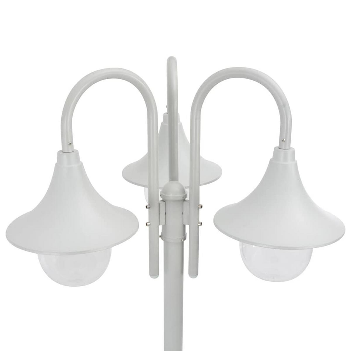 GARTEN-POLLERLEUCHTE E27 220 Cm Aluminium 3-Laterne Weiss - Weiß, Metall (63/63/220cm) - vidaXL