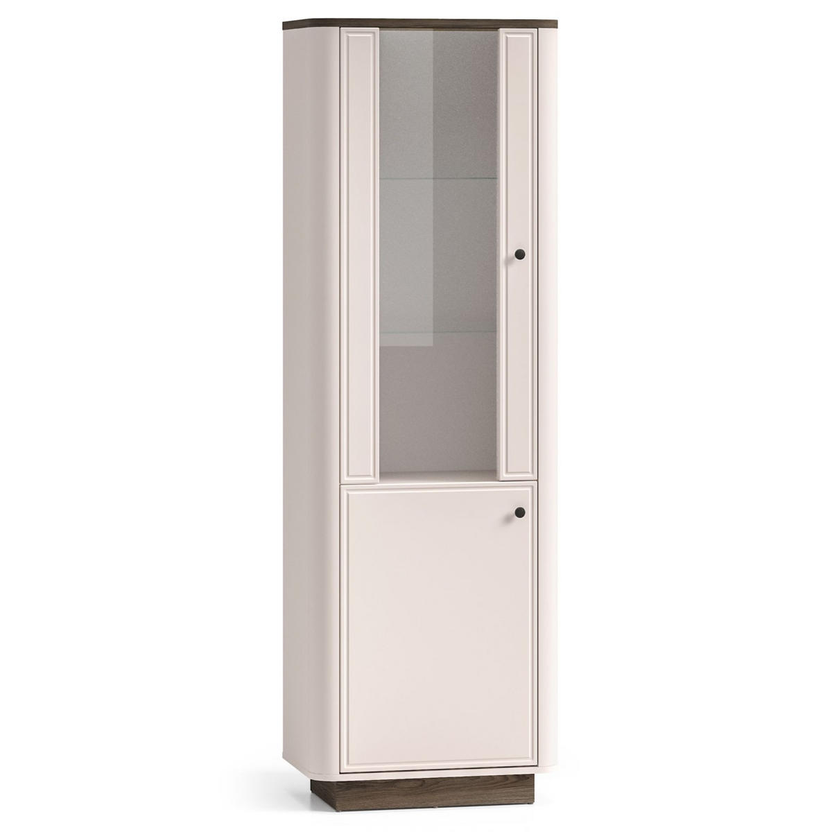 VITRINE Vilavio 2-türig Kaschmirgrau/Eichenoptik 65 cm - Taupe/Dunkelbraun, Holzwerkstoff (65/191.5/40cm) - Selsey