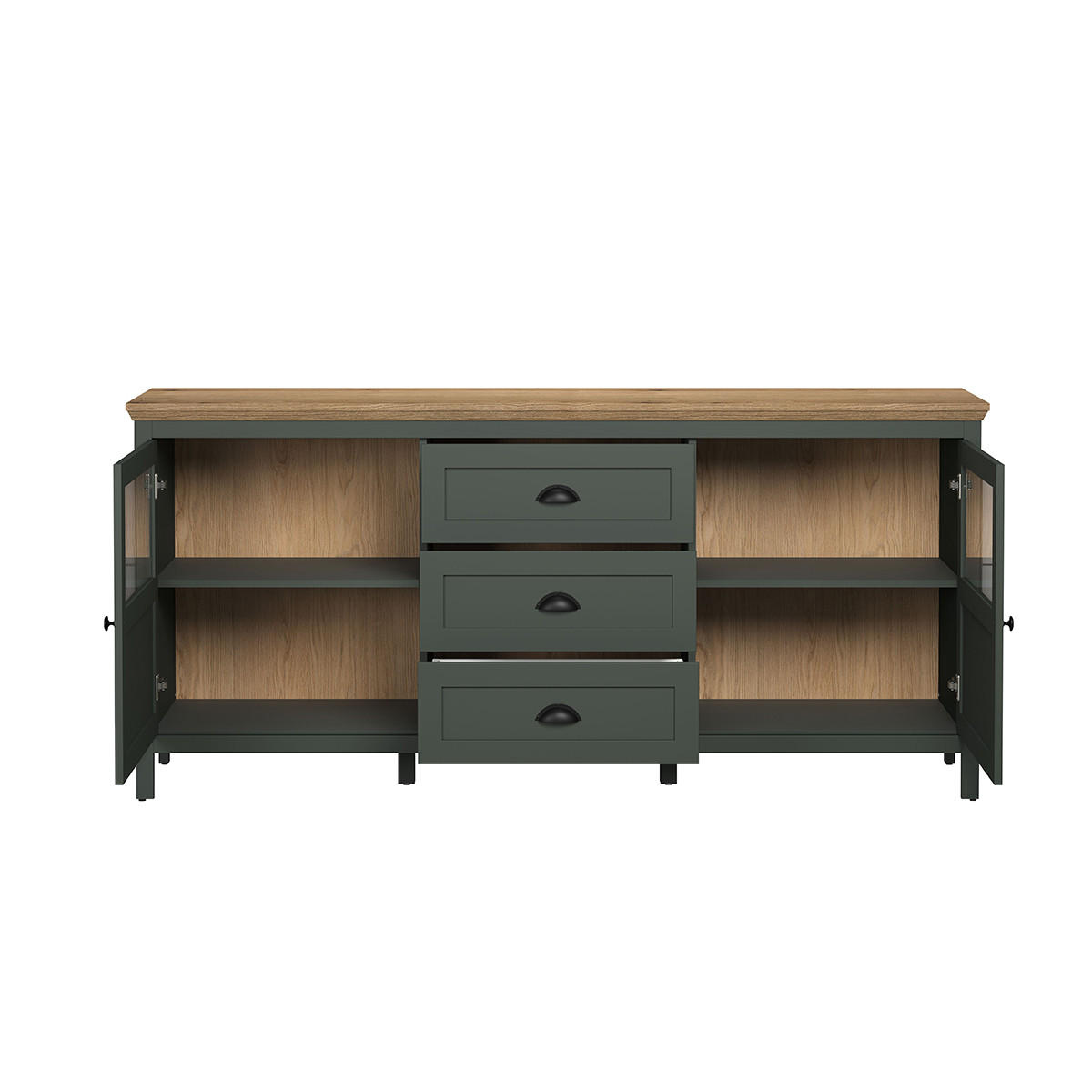 SIDEBOARD Stanton Grün - Grün, Holzwerkstoff (185/185/86cm) - Trendteam