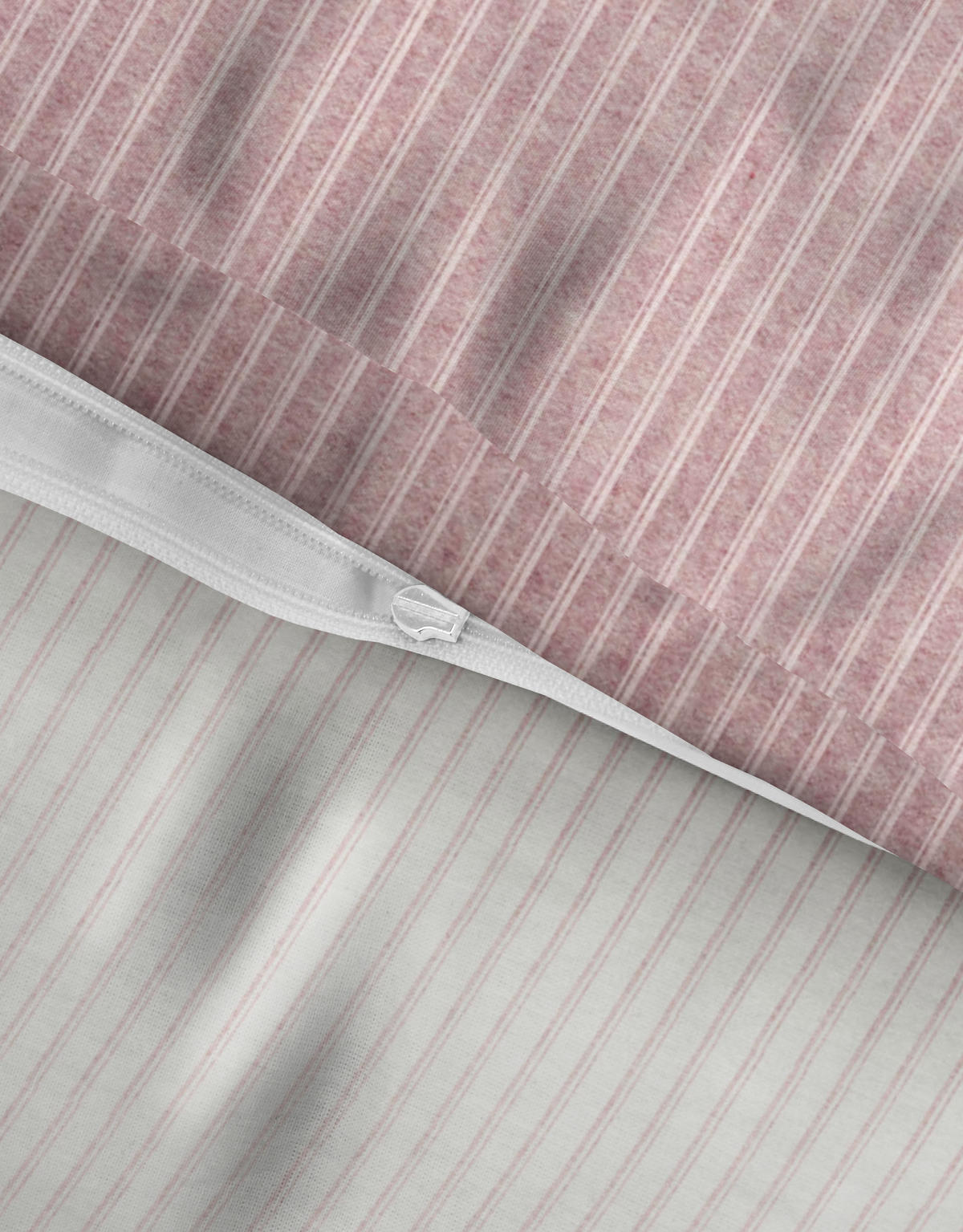 BETTWÄSCHE-GARNITUR Premium Melange Webstreifen rose, 155x200 cm + 80x80 cm - Rosa, Textil (155/200cm) - biberna