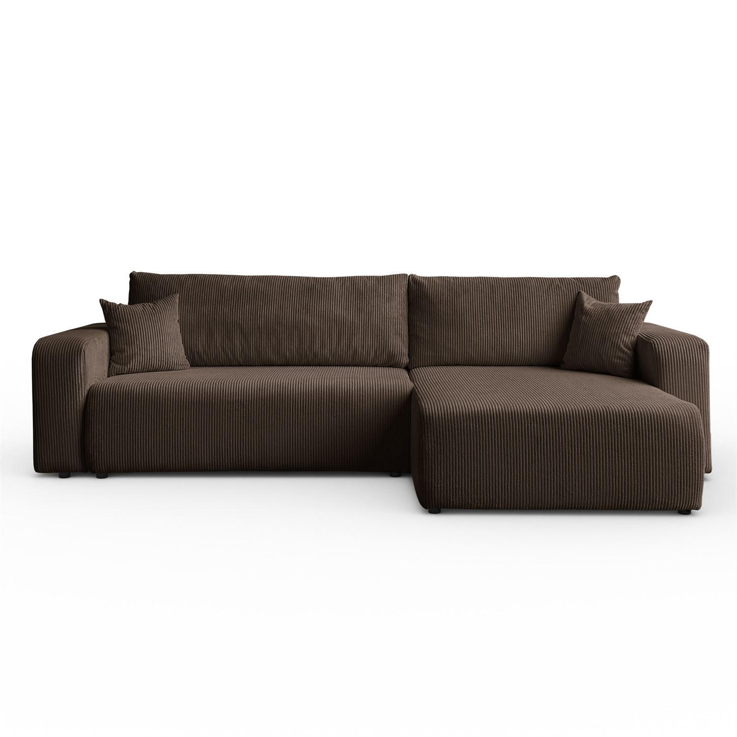 ECKSOFA Gepolstertes PRESTIGE XL mit Schlaffunktion und Bettkasten, Poso 06 - Braun, Textil (277/143cm) - Lookway