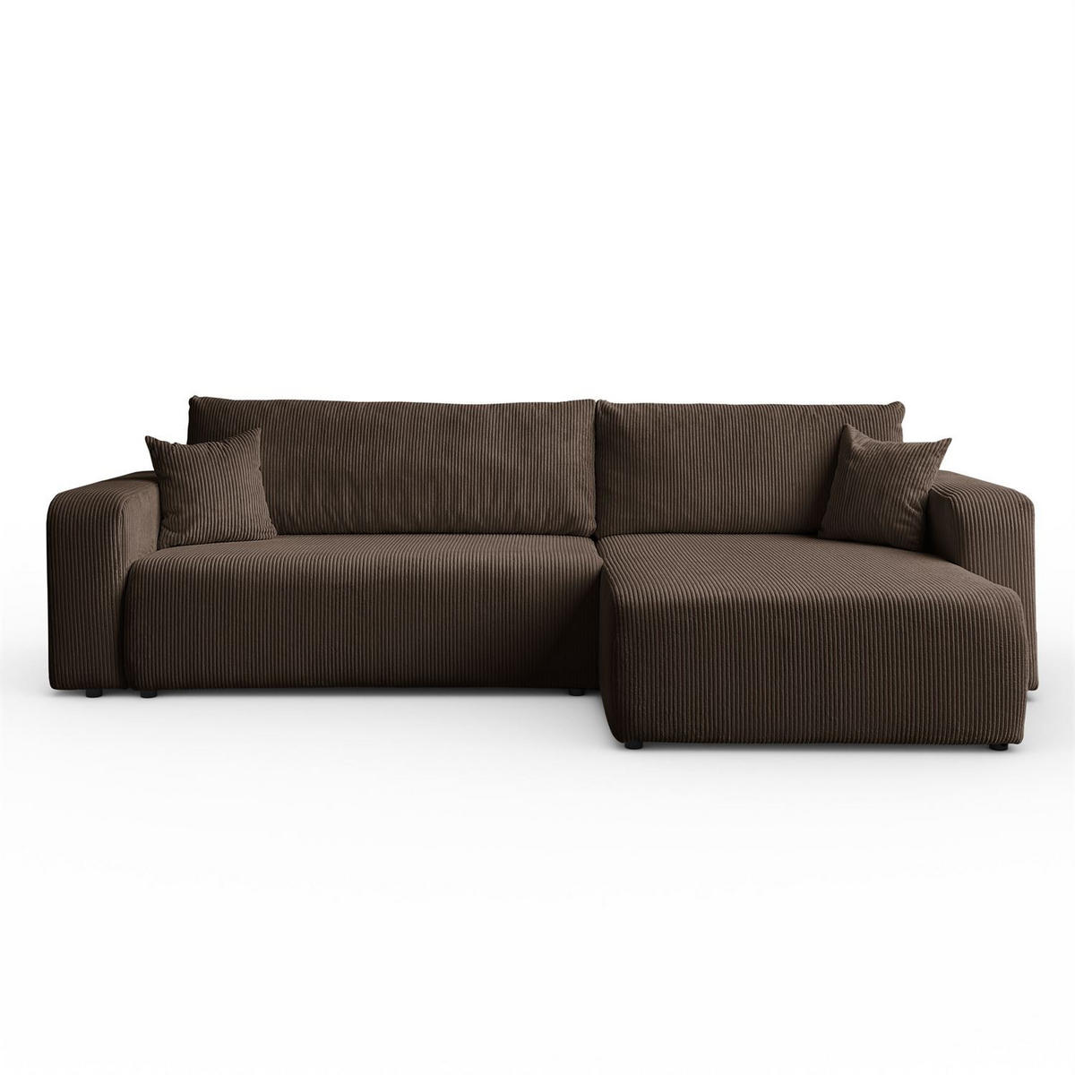 ECKSOFA Gepolstertes PRESTIGE XL mit Schlaffunktion und Bettkasten, Poso 06 - Braun, Textil (277/143cm) - Lookway