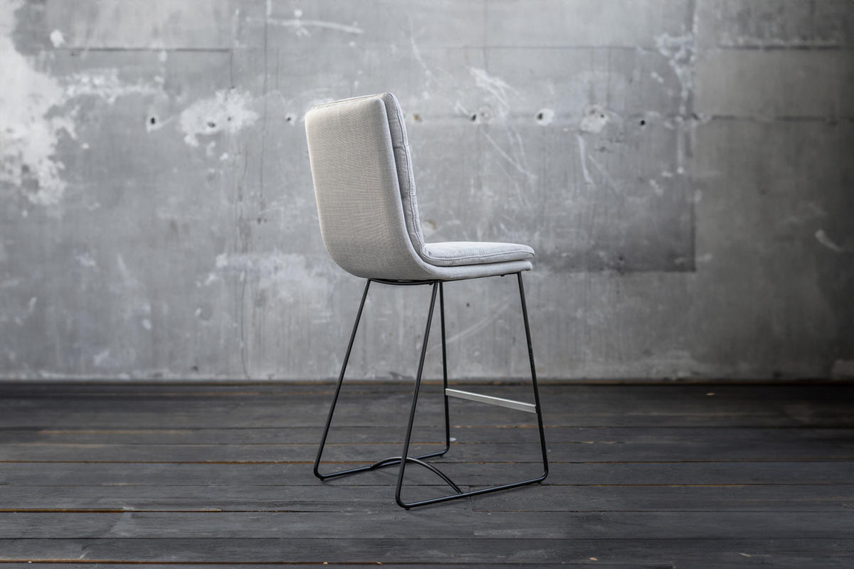 BARHOCKER VINCE Hellgrau Webstoff - Hellgrau, Textil (45/105/58cm) - KAWOLA