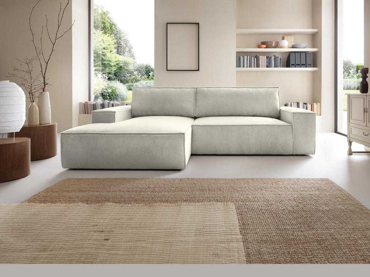 ECKSOFA mit Schlaffunktion - Ecke Links - Cord - Beige - AMELIA - Beige, Textil (167/267cm) - Vente-Unique