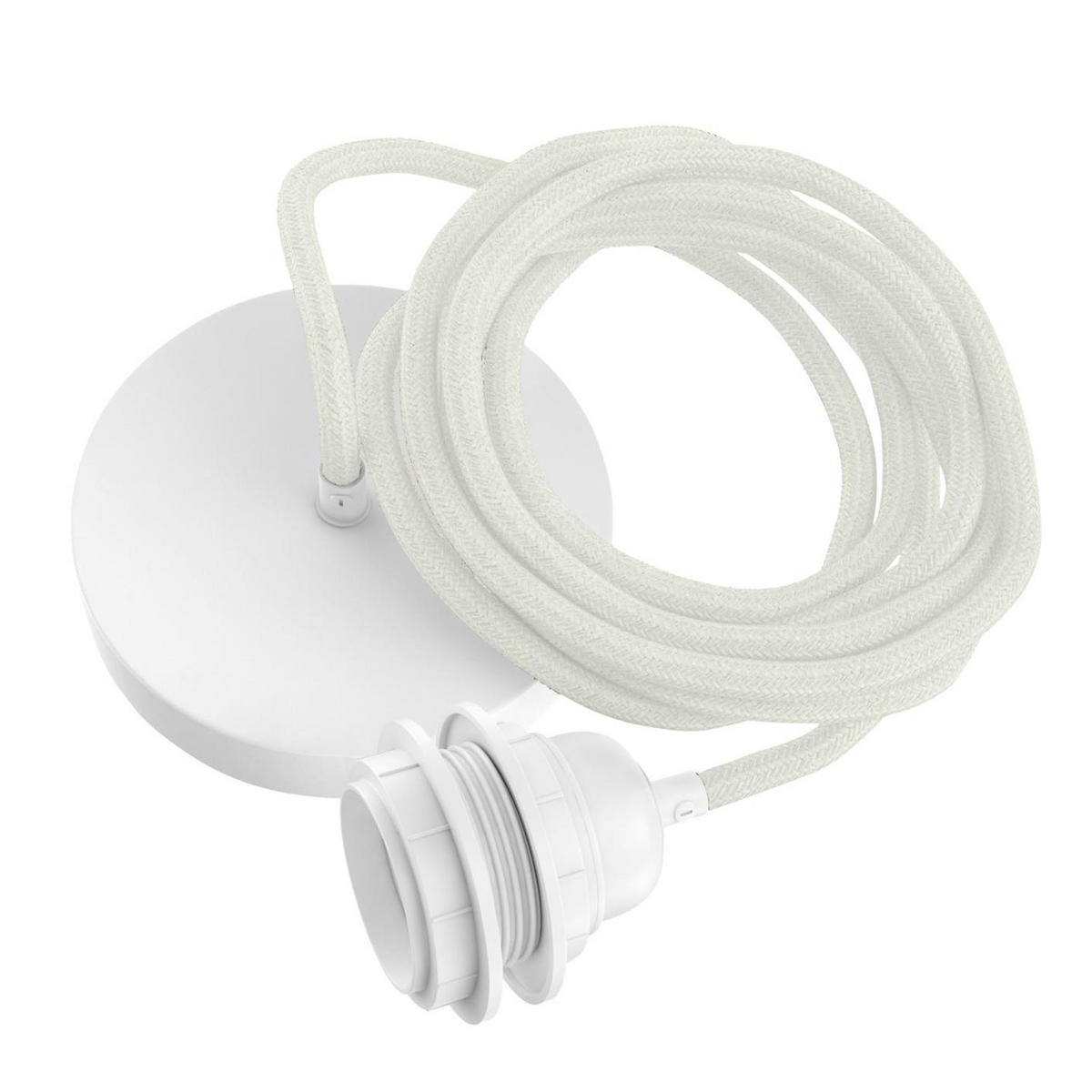 PENDELLEUCHTE Hang 1 Flammig Retro - Weiß, Naturmaterialien (250/1/250cm) - HOOPZI