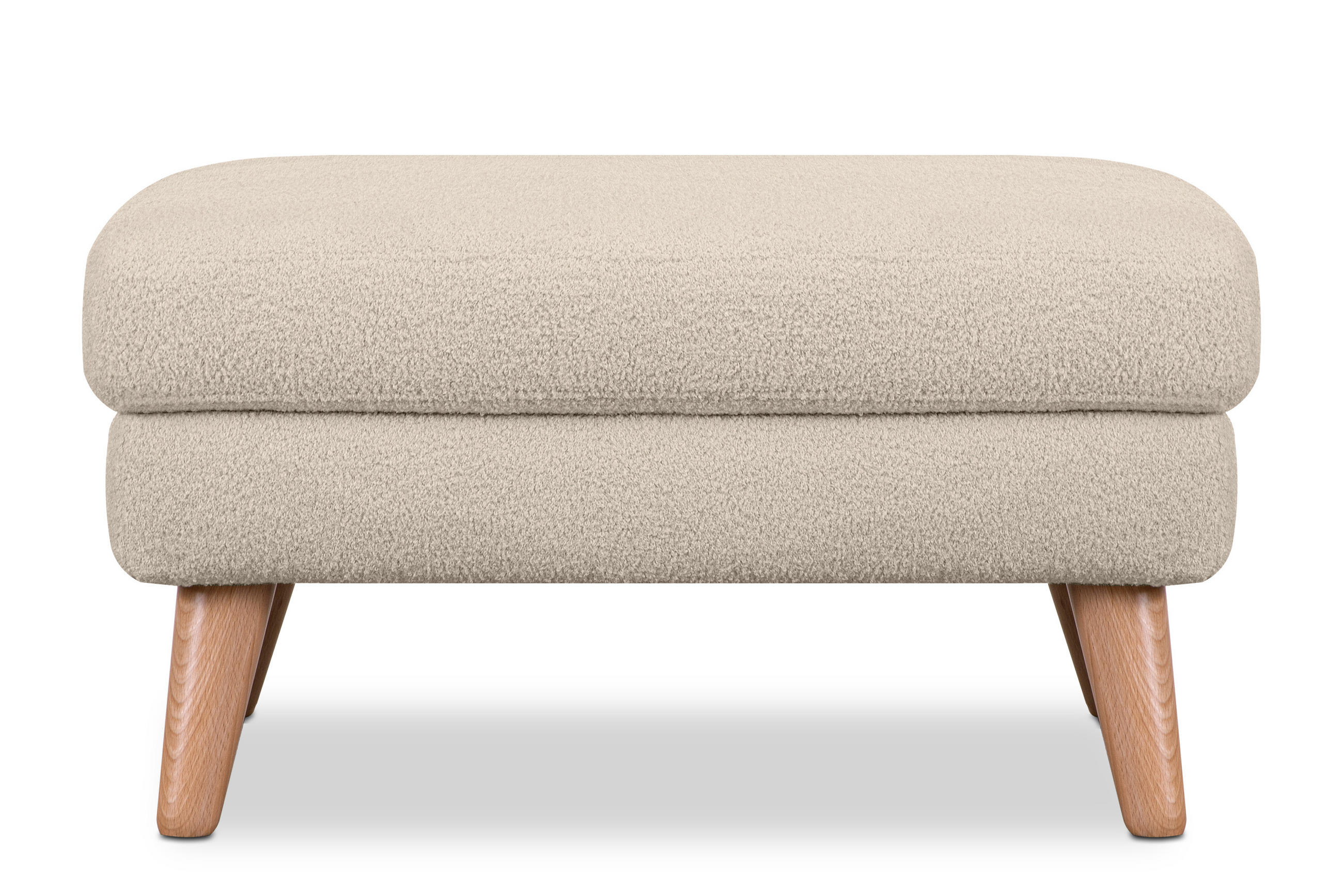 SITZHOCKER TAGIO Pouffe, creme - Creme/Braun, Buchenholz/Textil (65/46/80cm) - KONSIMO®