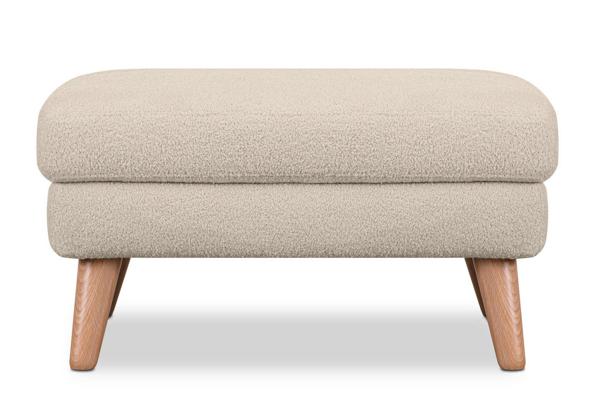 SITZHOCKER TAGIO Pouffe, creme - Creme/Braun, Buchenholz/Textil (65/46/80cm) - KONSIMO®