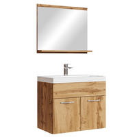 BADMÖBEL-SET Montreal 02 3 Teile Eiche - 60 x 35 x 51 cm - Chromfarben/Eichefarben, Holz/Metall (60/51/35cm) - Badplaats