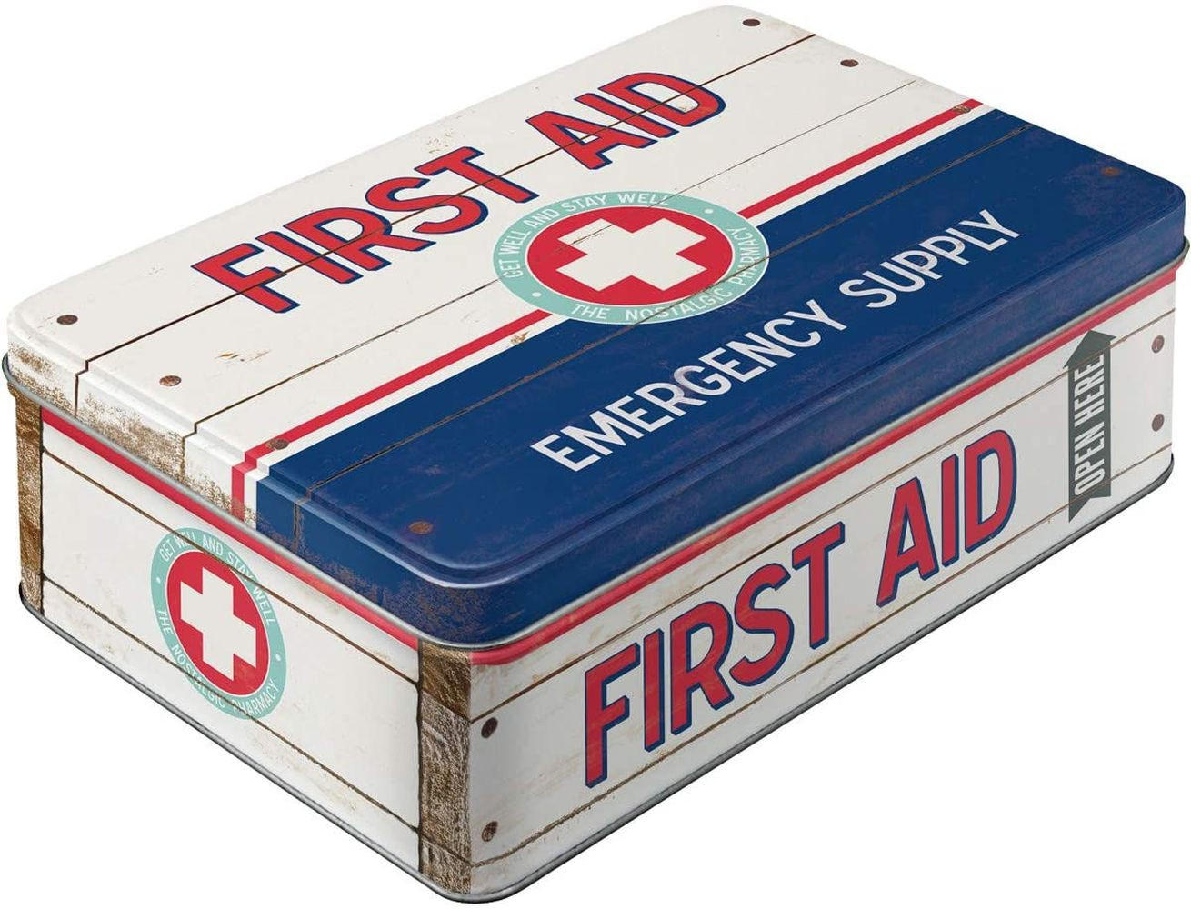 VORRATSDOSE flach Nostalgic Pharmacy First Aid Blue - Multicolor, Metall (23/7/16cm) - Nostalgic-Art