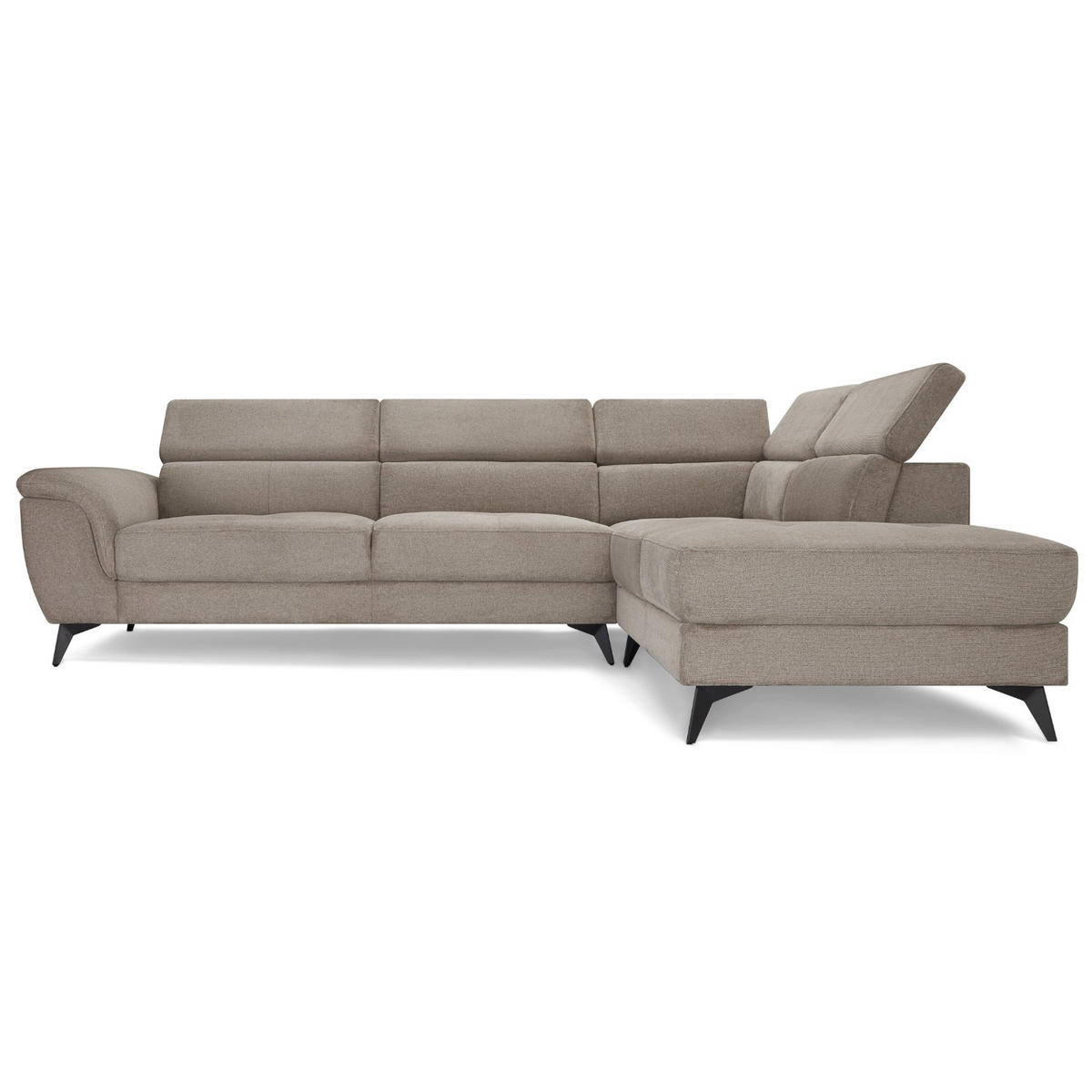 ECKSOFA Webstoff Beige - Beige/Schwarz, Textil/Metall (290/95cm) - Furnhouse