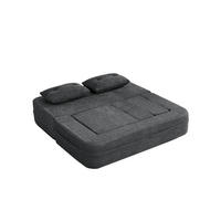 SCHLAFSOFA aus Stoff Dunkelgrau klappbar mit Sessel, Seitentaschen und Memory-Schaum - Dunkelgrau, Textil (199/39/194cm) - Modfu