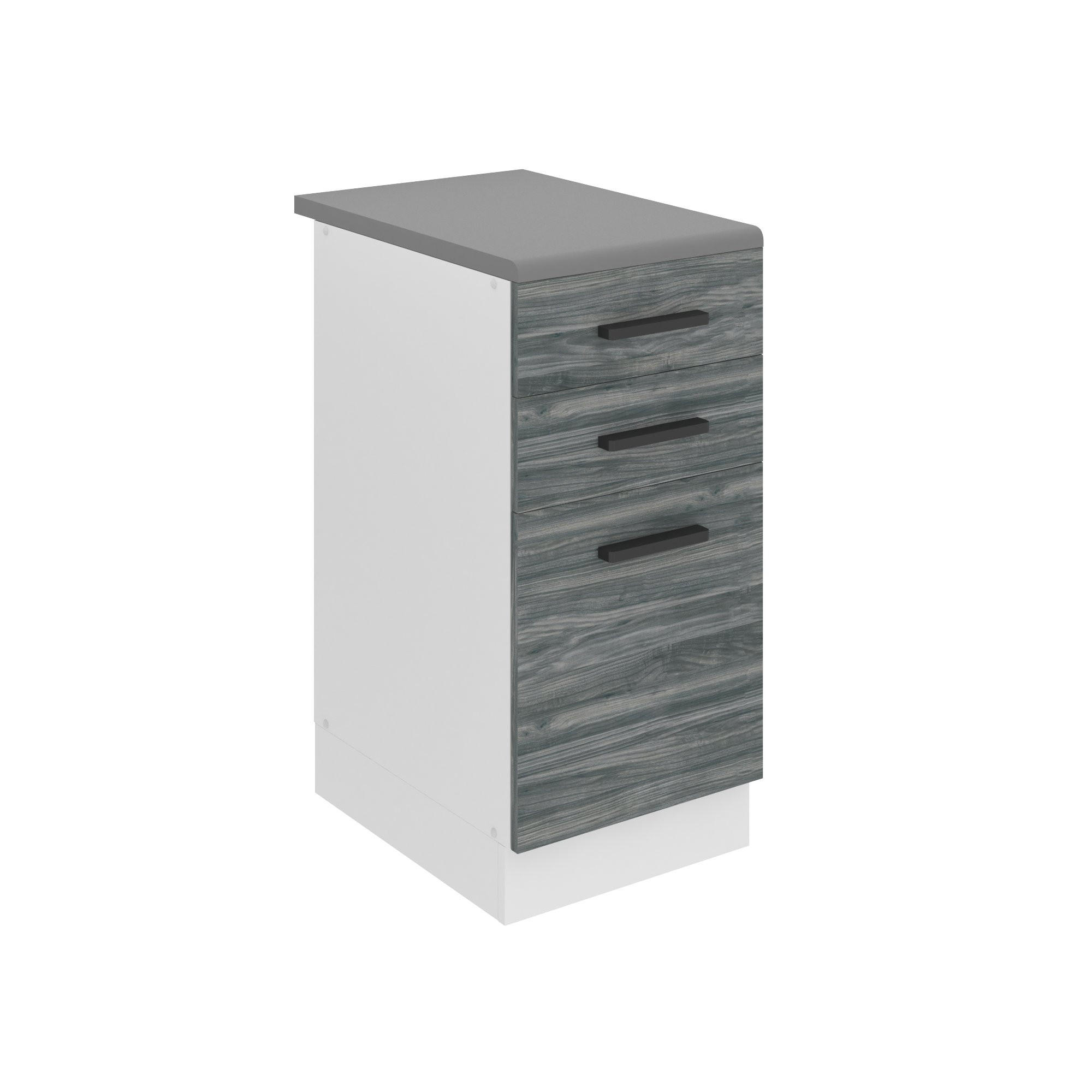 KÜCHENUNTERSCHRANK 40 cm, mit Arbeitsplatte, mit Schubladen, Glamour Wood - Hellgrau, Holz (40/85/51.6cm) - B BELINI GROUP