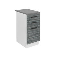 KÜCHENUNTERSCHRANK 40 cm, mit Arbeitsplatte, mit Schubladen, Glamour Wood - Hellgrau, Holz (40/85/51.6cm) - B BELINI GROUP