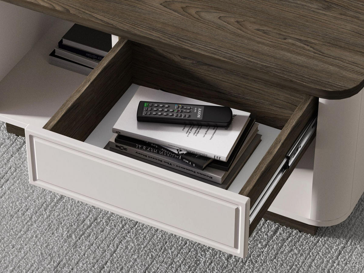 COUCHTISCH Velveto Kaschmir/Eicheoptik Dunkel 90 x 60 cm - Taupe, Holzwerkstoff (60/90/45cm) - Selsey