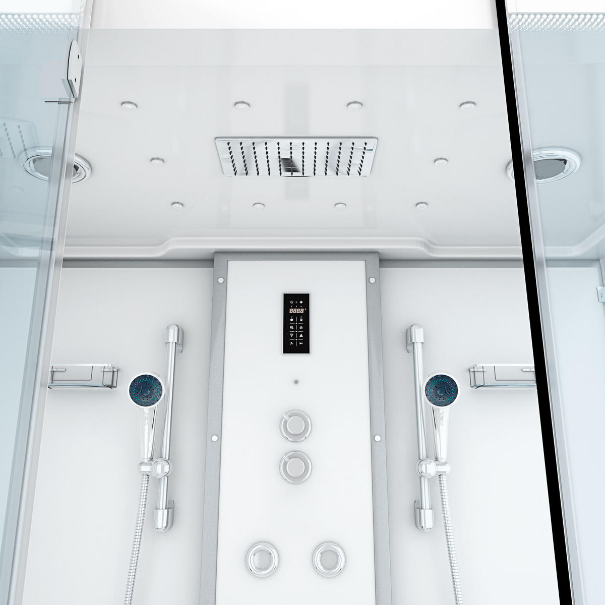 BADEWANNE Dusche K88-WS-EH-A-ALL Duschtempel - Weiß, Glas/Kunststoff (180/228/100cm) - AcquaVapore by Sandra Jentho