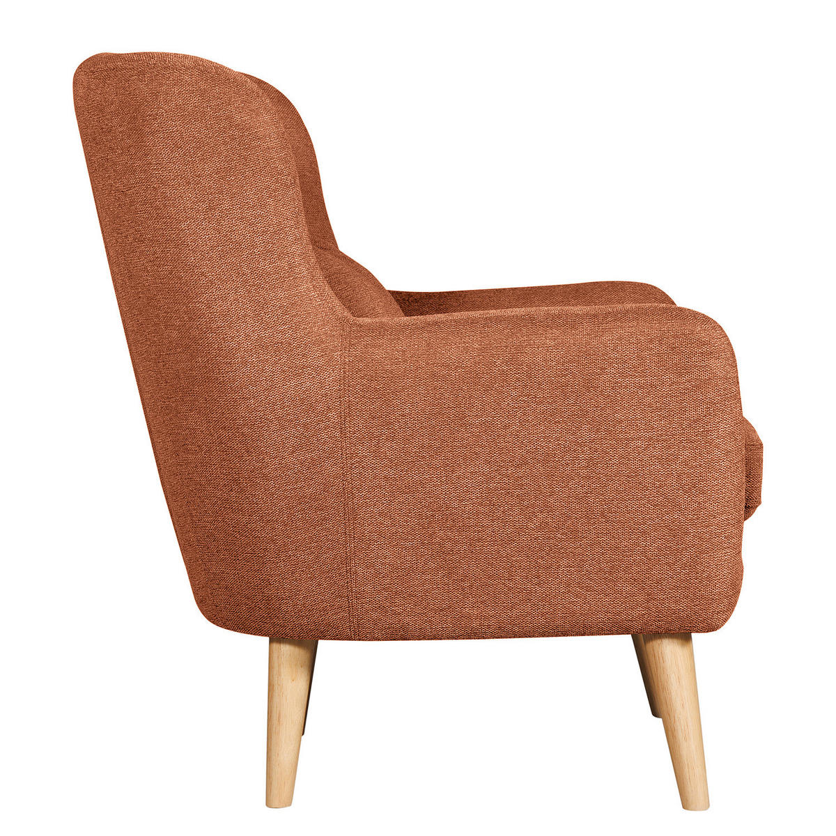 SESSEL mit Hocker - Terracotta, Birkenholz/Textil (75/96/78cm) - home24