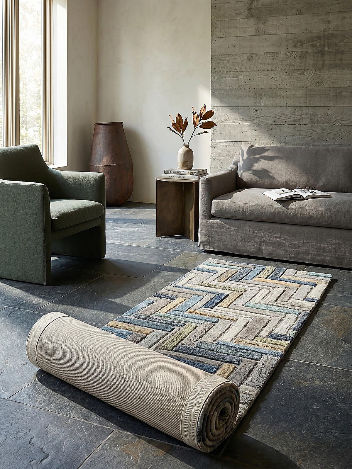 WOLLTEPPICH ESK, geometrisch, Florhöhe 10 mm, Blau-Bunt, 60 x 230 cm - Blau, Textil (230/60cm) - KADIMA DESIGN