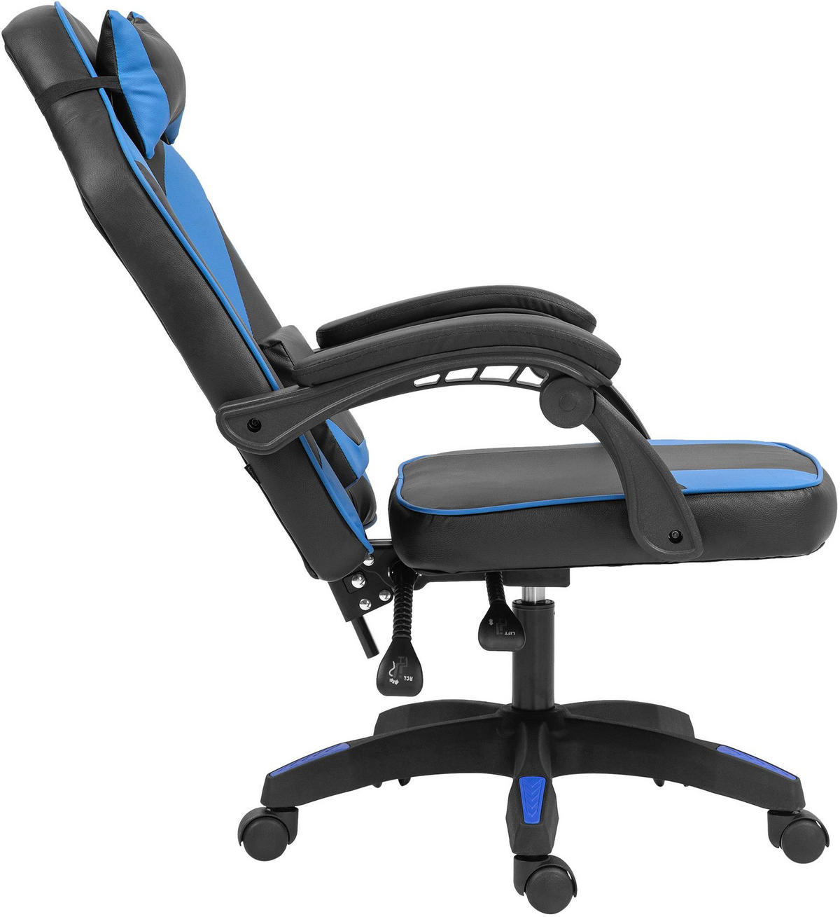 BÜROSTUHL Calyx Kunstleder schwarz/blau - Blau/Schwarz, Metall (60/121/59cm) - TPFLiving